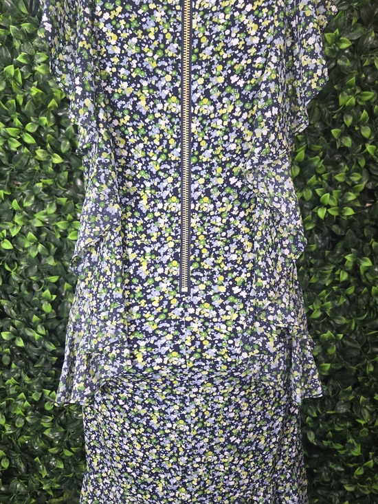 Michael Kors Navy Floral Ruffle Midi Dress - Picture 10 of 11